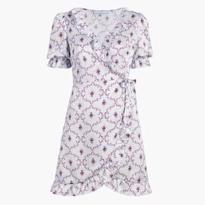 Hill House Home Nima 100% Silk Floral Wrap Dress / Robe